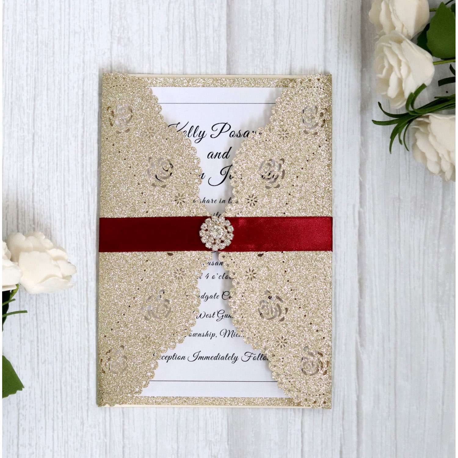 Elegant Invitation Card Laser Cut Paper  Holiday Greeting Card Wedding Invitation